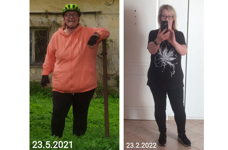 Zdenka: Na fotce vlevo už v procesu hubnutí, kdy měla dole 7 kg z původní váhy. Vpravo aktivní žena dnes. 